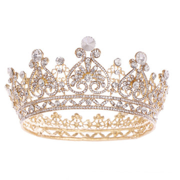 Crown Tiara Wedding Bride Hairband Luxury Hair Accessories Sweet Alloy Rhinestone Round Headband For Women Girls Feast Photo